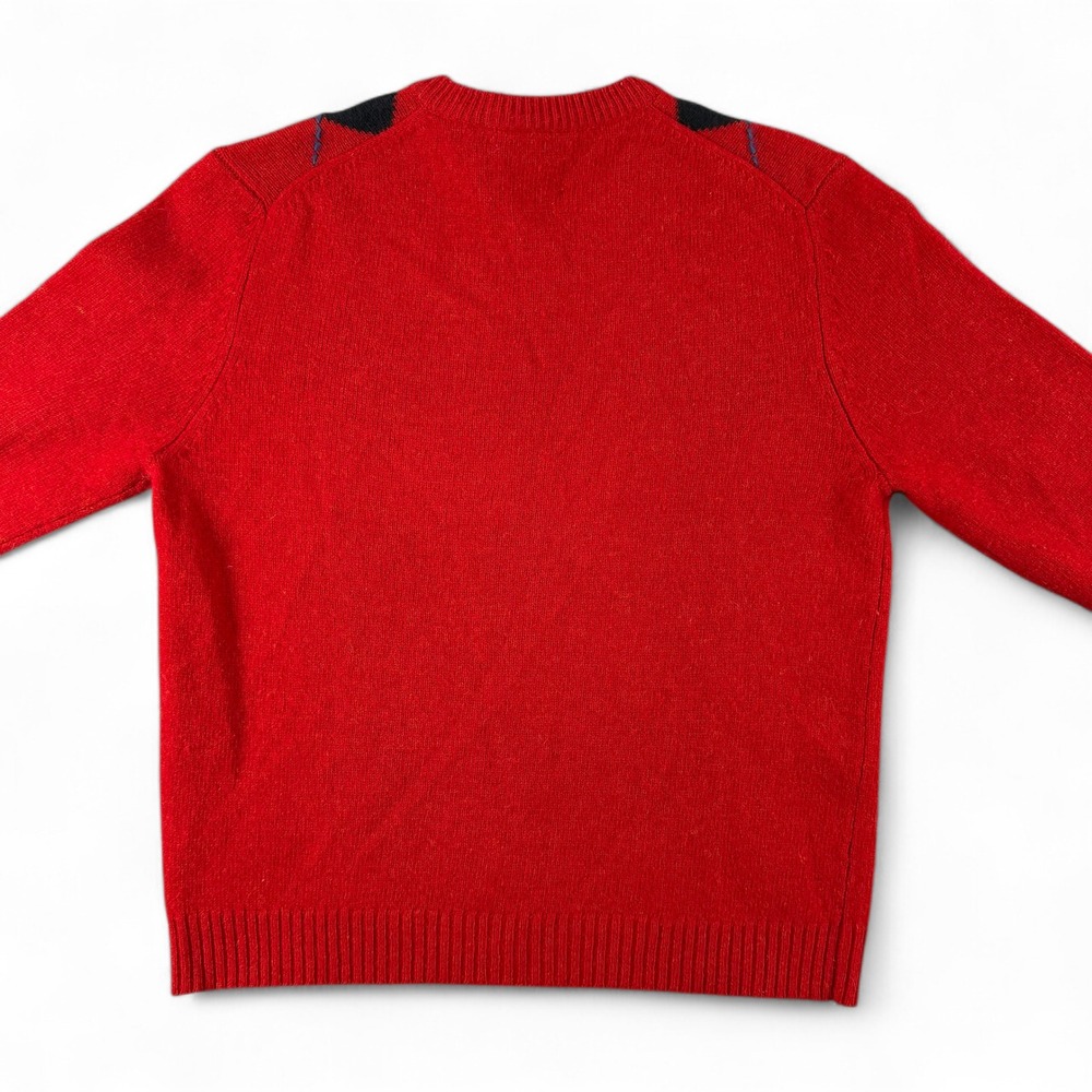 Vintage Abercrombie &‎ Fitch Sweater Mens M Red Argyle Crewneck Wool Long Sleeve - Picture 5 of 6